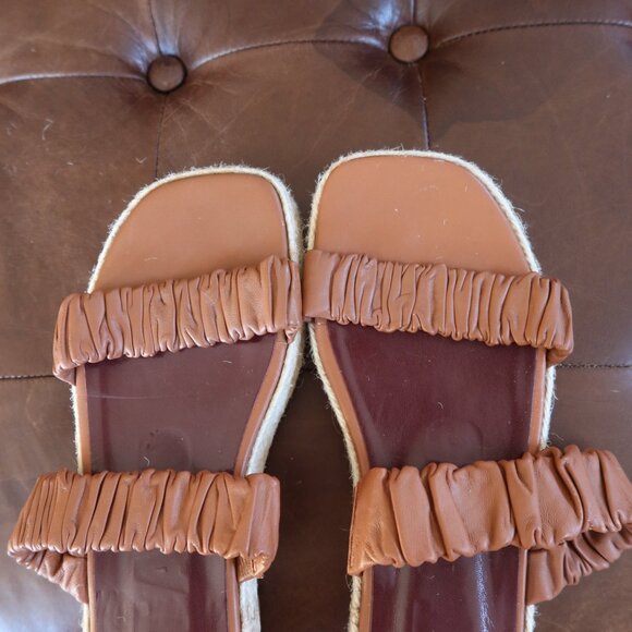 $295 STAUD Maya espadrille sandals flatform cognac brown size 36 platform 1" - Picture 3 of 16